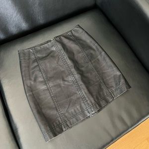 Free People Black Leather Skirt
